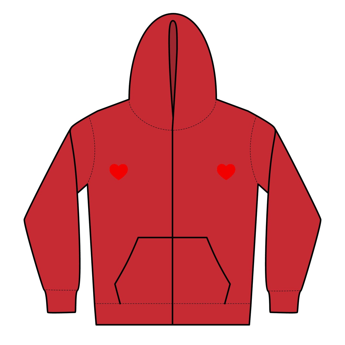 Youth Heavy Blend Black Zipped Hoodie with Heart Design - Perfect for Valentine's Day and Everyday Comfort