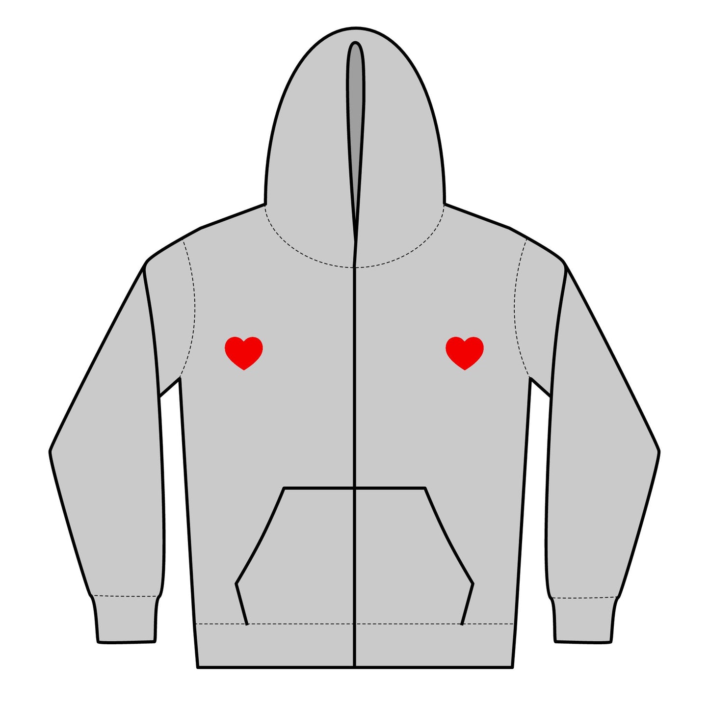 Youth Heavy Blend Black Zipped Hoodie with Heart Design - Perfect for Valentine's Day and Everyday Comfort