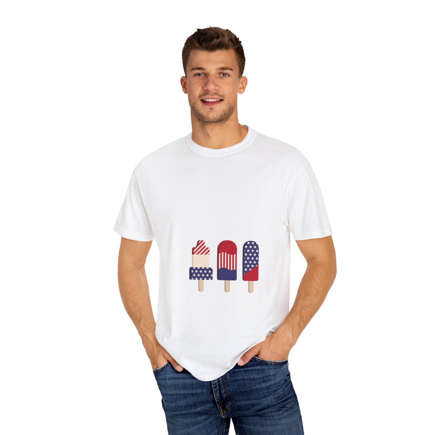 Patriotic Popsicle T-Shirt, Summer Tee, USA Flag Shirt, Independence Day Outfit, Unisex T-Shirt, Casual Wear