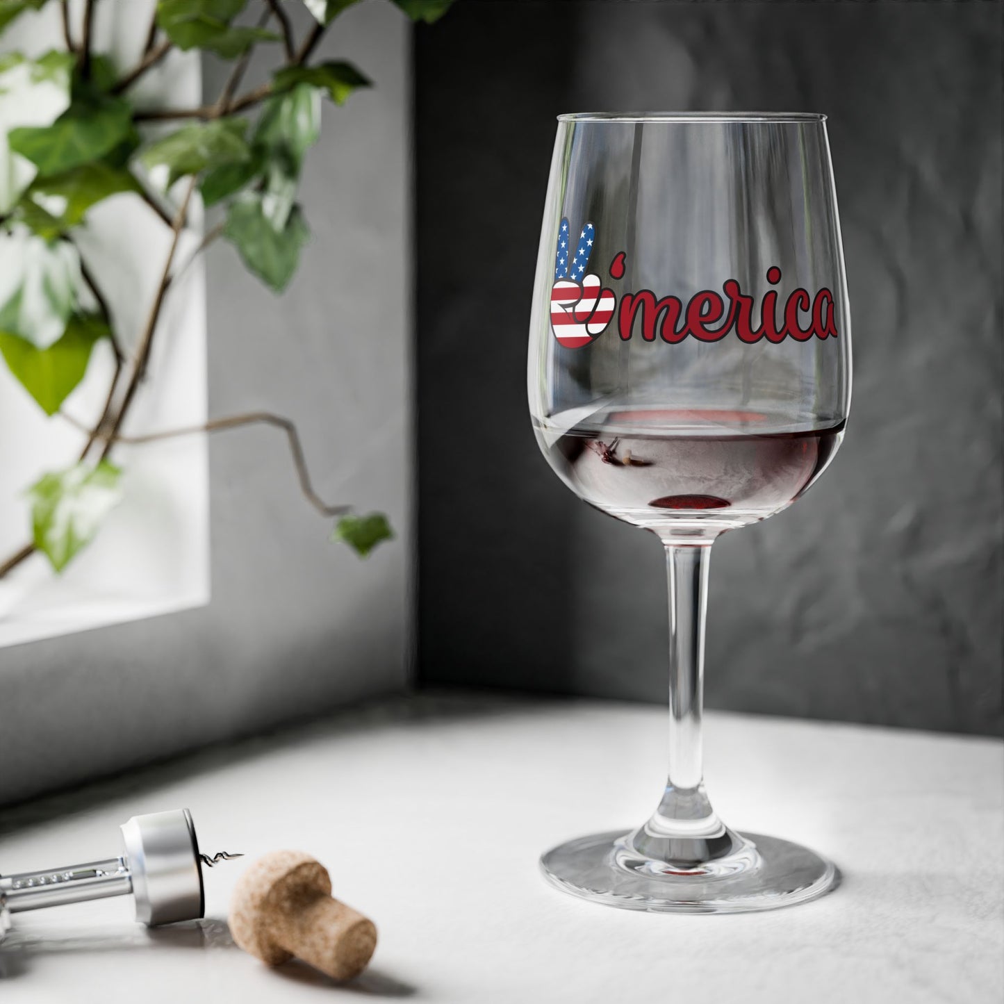 Patriotic Wine Glass - 12oz "Womerica"