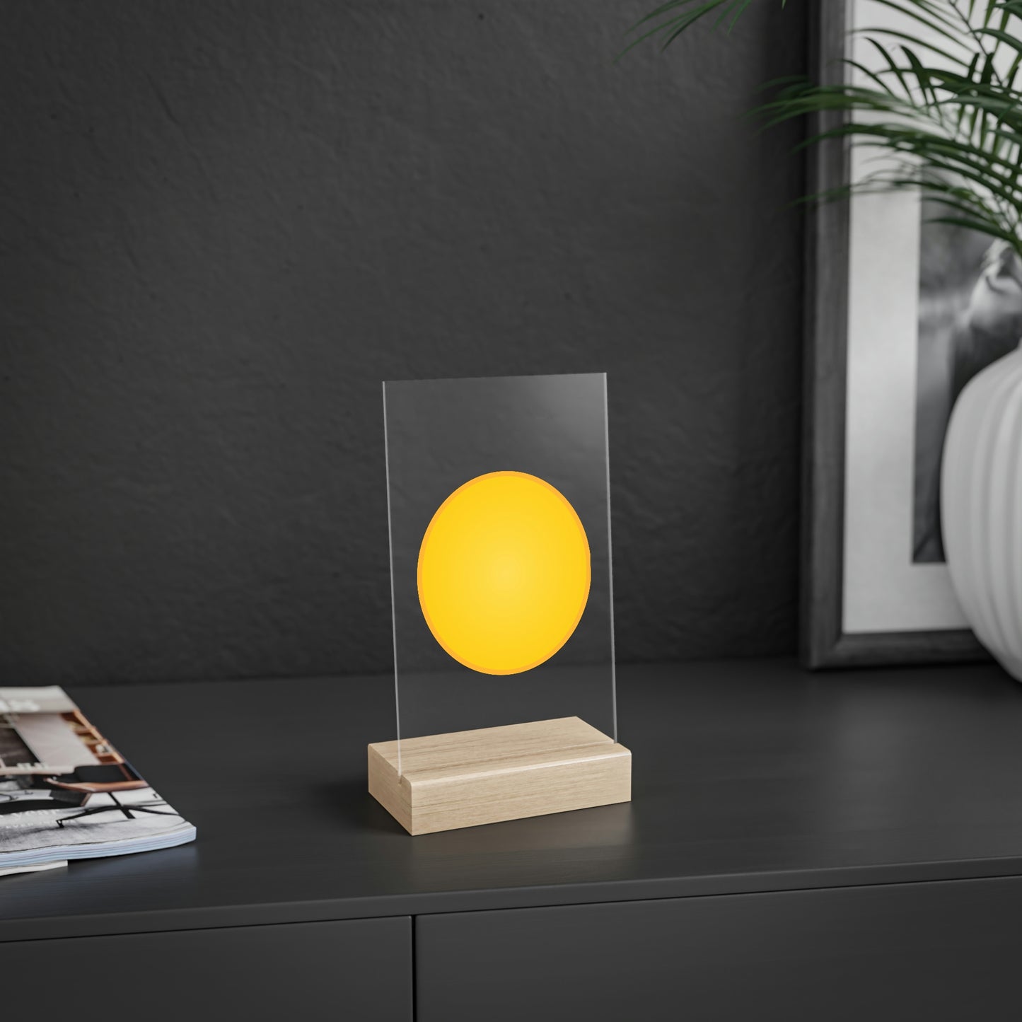 Acrylic Sign with a Wooden Stand