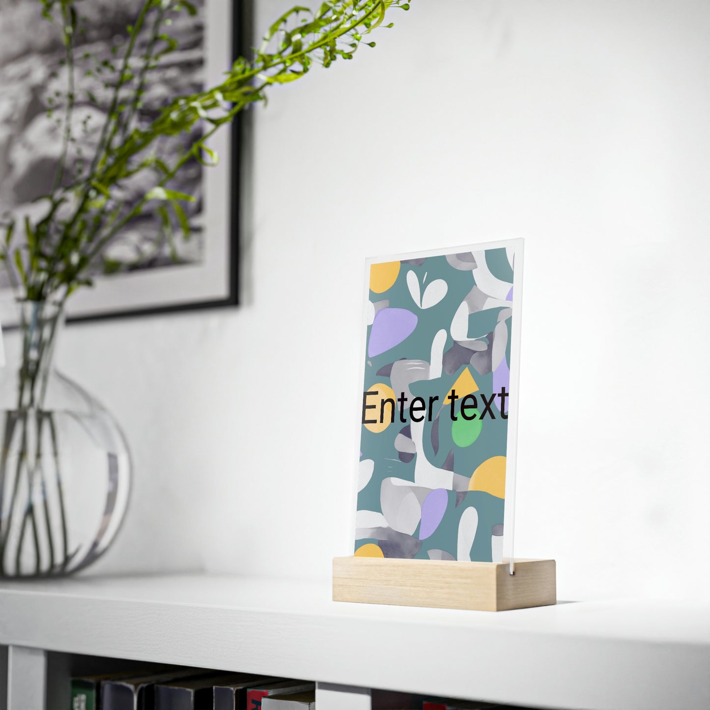 Acrylic Sign with a Wooden Stand