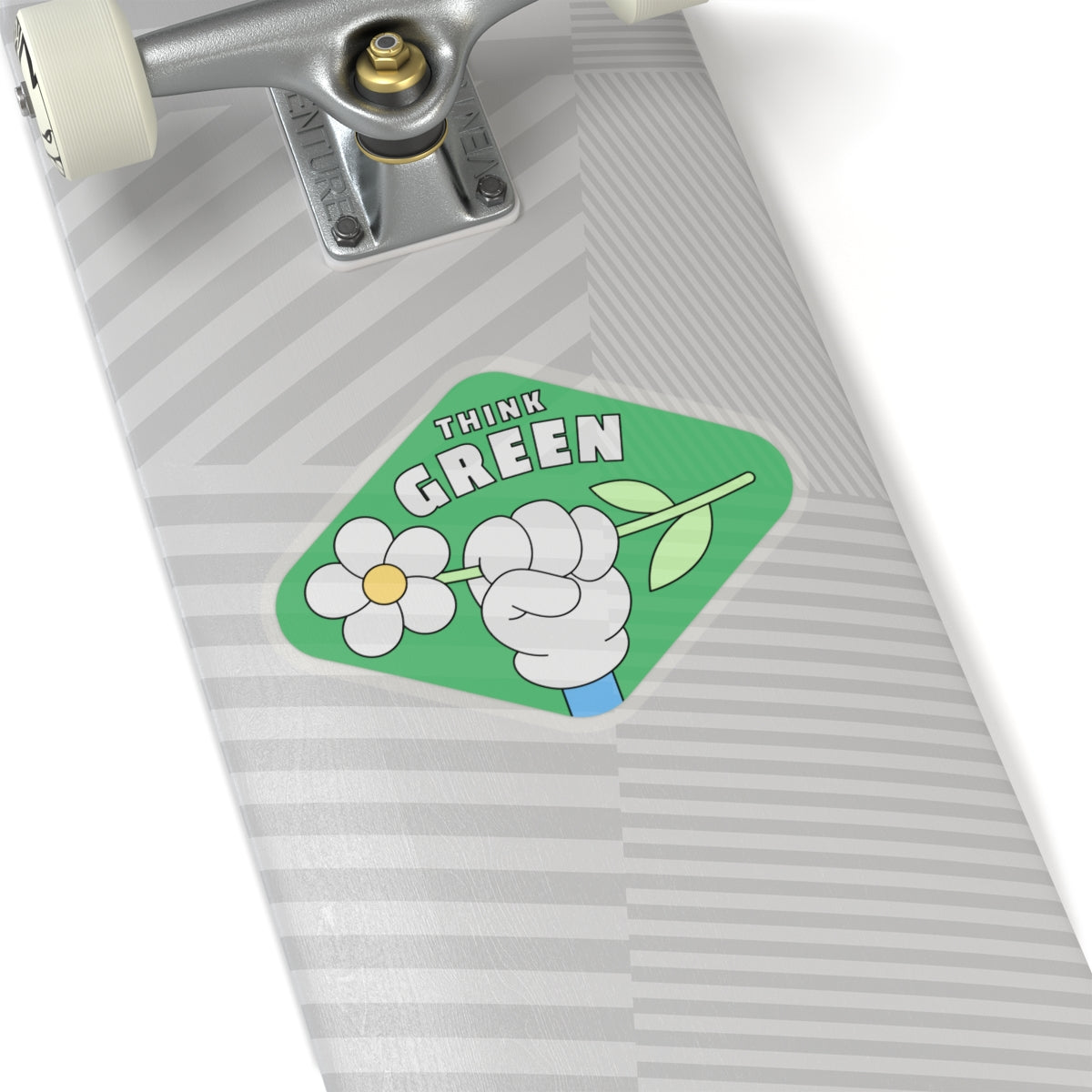 Eco-Friendly Kiss-Cut Stickers | Think Green Flower Hand Decal | Perfect for Laptops, Water Bottles, Journals, Gifts, and Green Initiatives