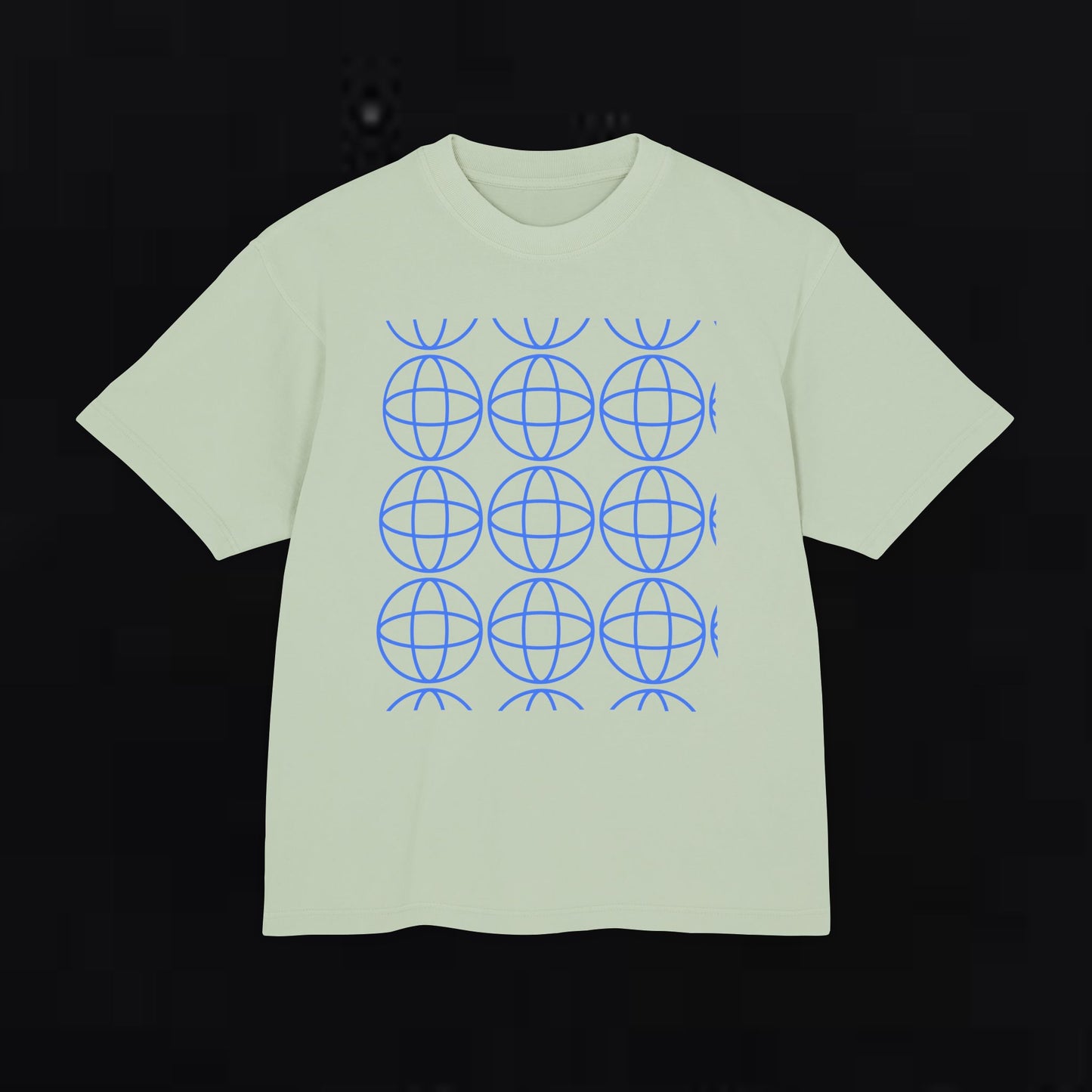 Unisex Urban Heavy Tee with Geometric Globe Design - Trendy Streetwear Top