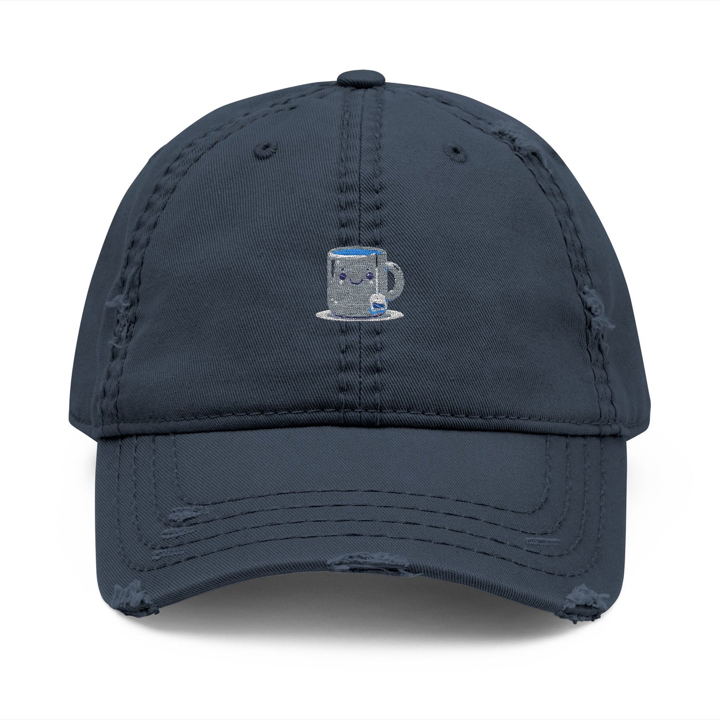 Distressed Dad Hat with Sparkling Embroidery - Casual Style for Everyday Wear