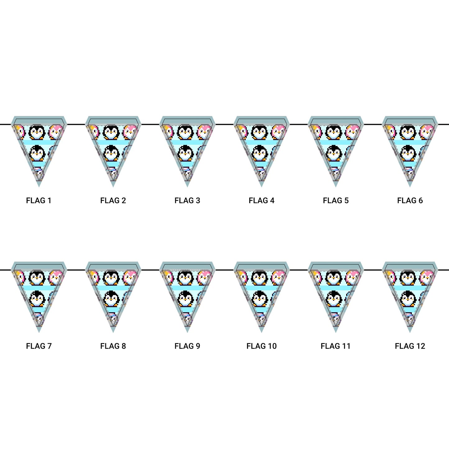 Cute Penguin Party Decor - Triangle Flag Banners for Kids' Celebrations