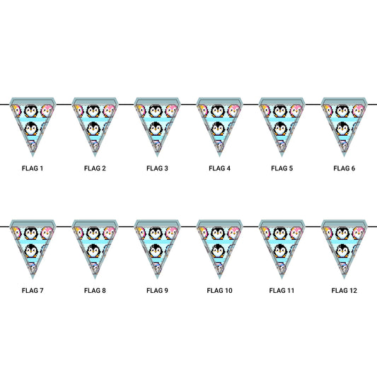 Cute Penguin Party Decor - Triangle Flag Banners for Kids' Celebrations