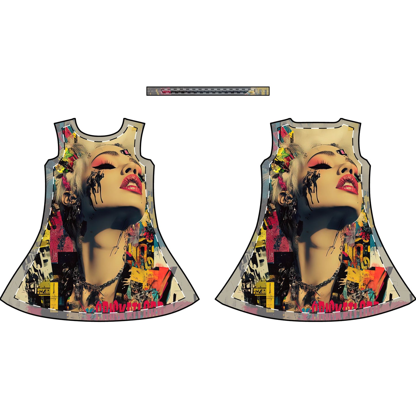 Vintage Glam Casual Dress with Artistic Print for Music Lovers