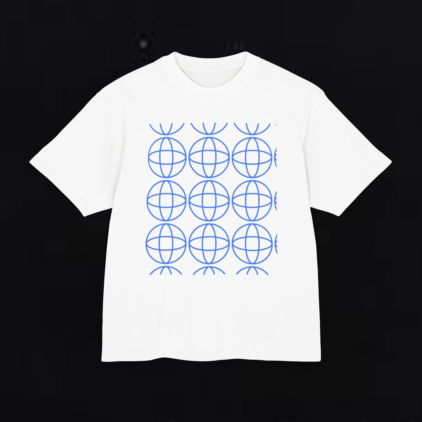 Unisex Urban Heavy Tee with Geometric Globe Design - Trendy Streetwear Top