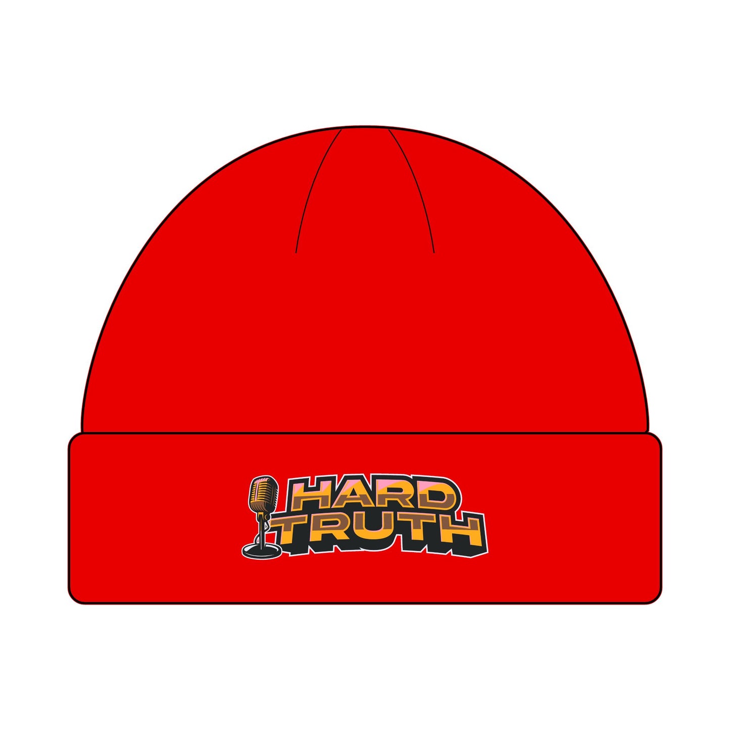 Hard Truth Cuff Beanie - Warm Red & Black Knit Hat for Cold Weather