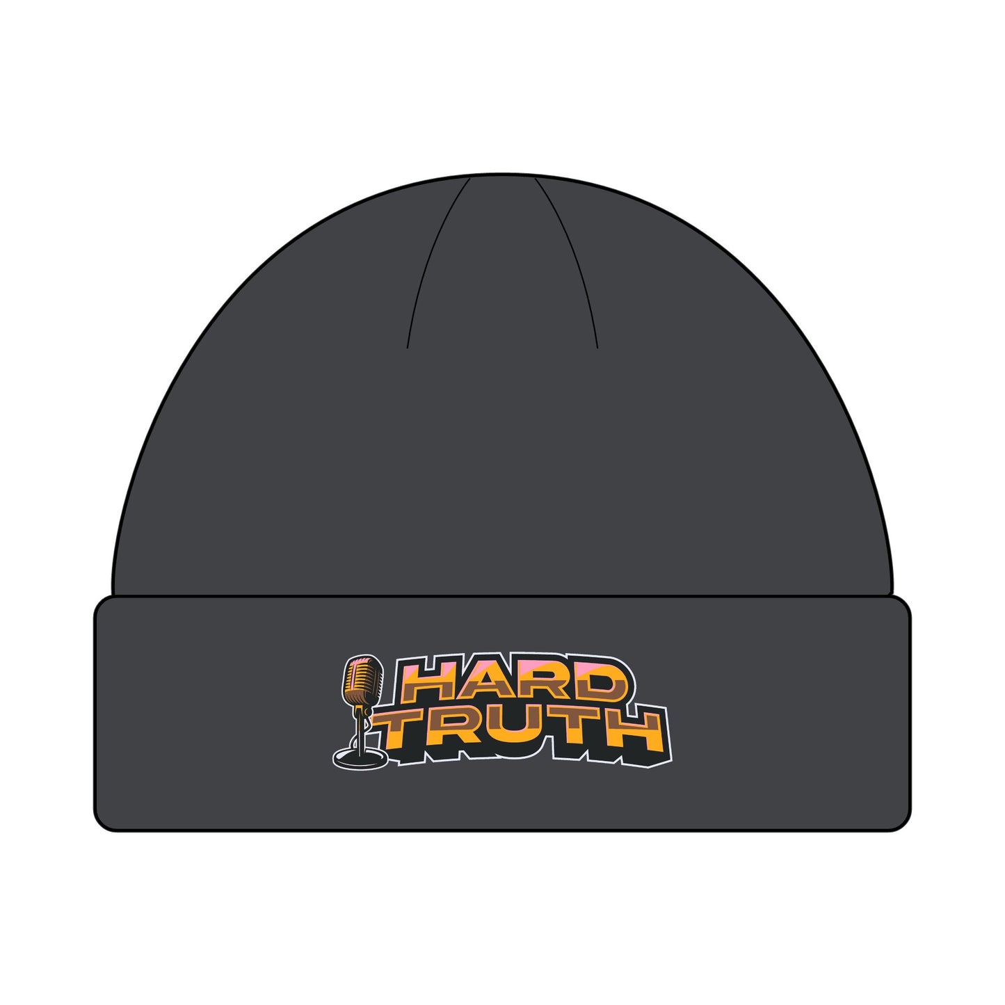Hard Truth Cuff Beanie - Warm Red & Black Knit Hat for Cold Weather