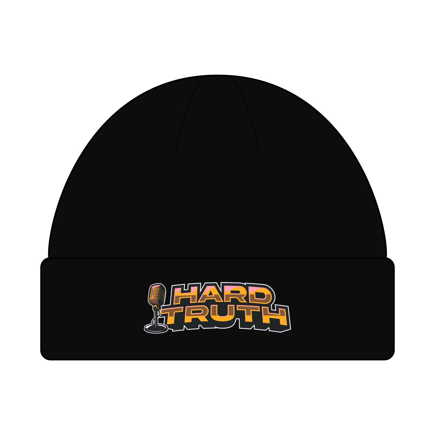 Hard Truth Cuff Beanie - Warm Red & Black Knit Hat for Cold Weather