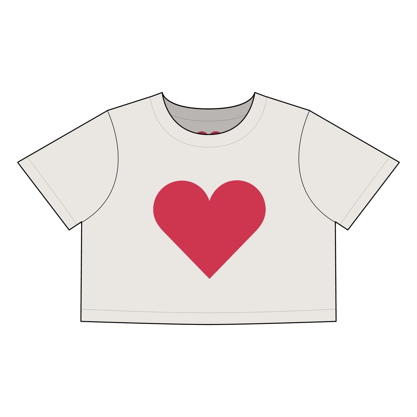 Faded Heart Women's Crop Tee - Casual Love T-Shirt