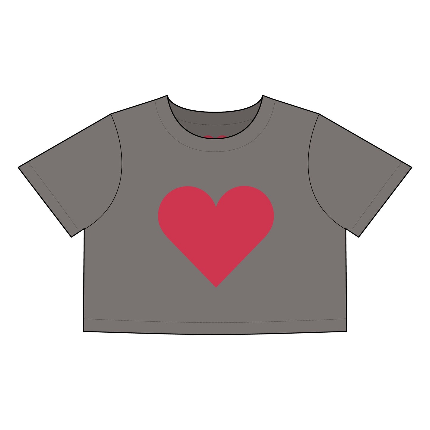 Faded Heart Women's Crop Tee - Casual Love T-Shirt