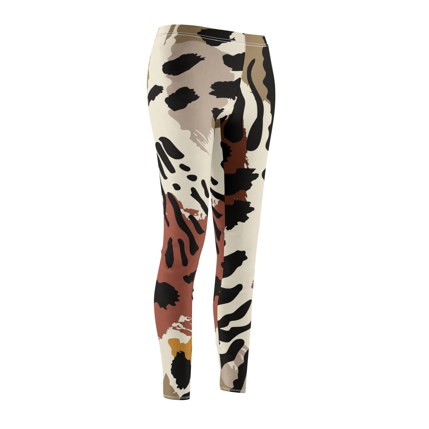 Wildlife-Inspired Mid-Rise Casual Leggings for Women - Trendy Animal Print Fitness Wear