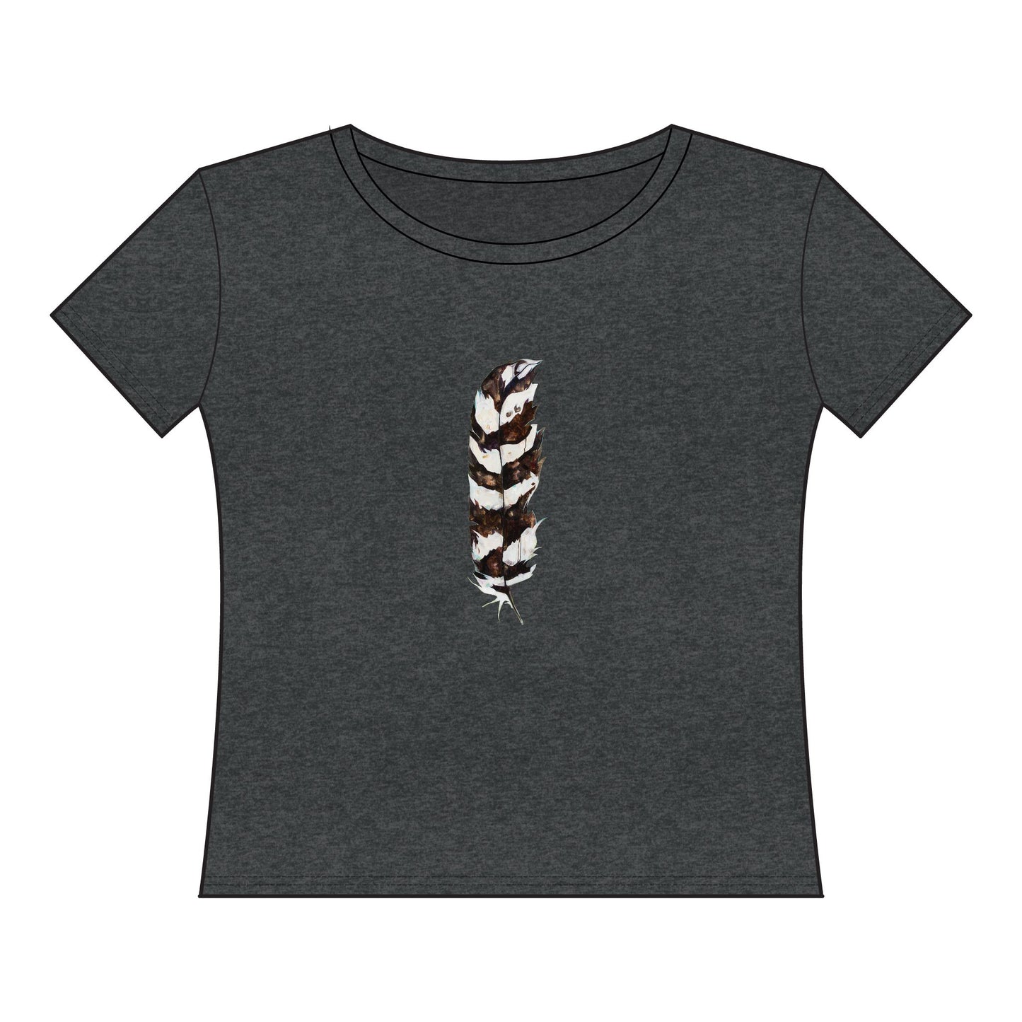 Women's Curvy Fine Jersey Tee - Trendy Feather & Smile Design