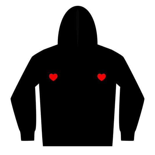 Youth Heavy Blend Black Zipped Hoodie with Heart Design - Perfect for Valentine's Day and Everyday Comfort
