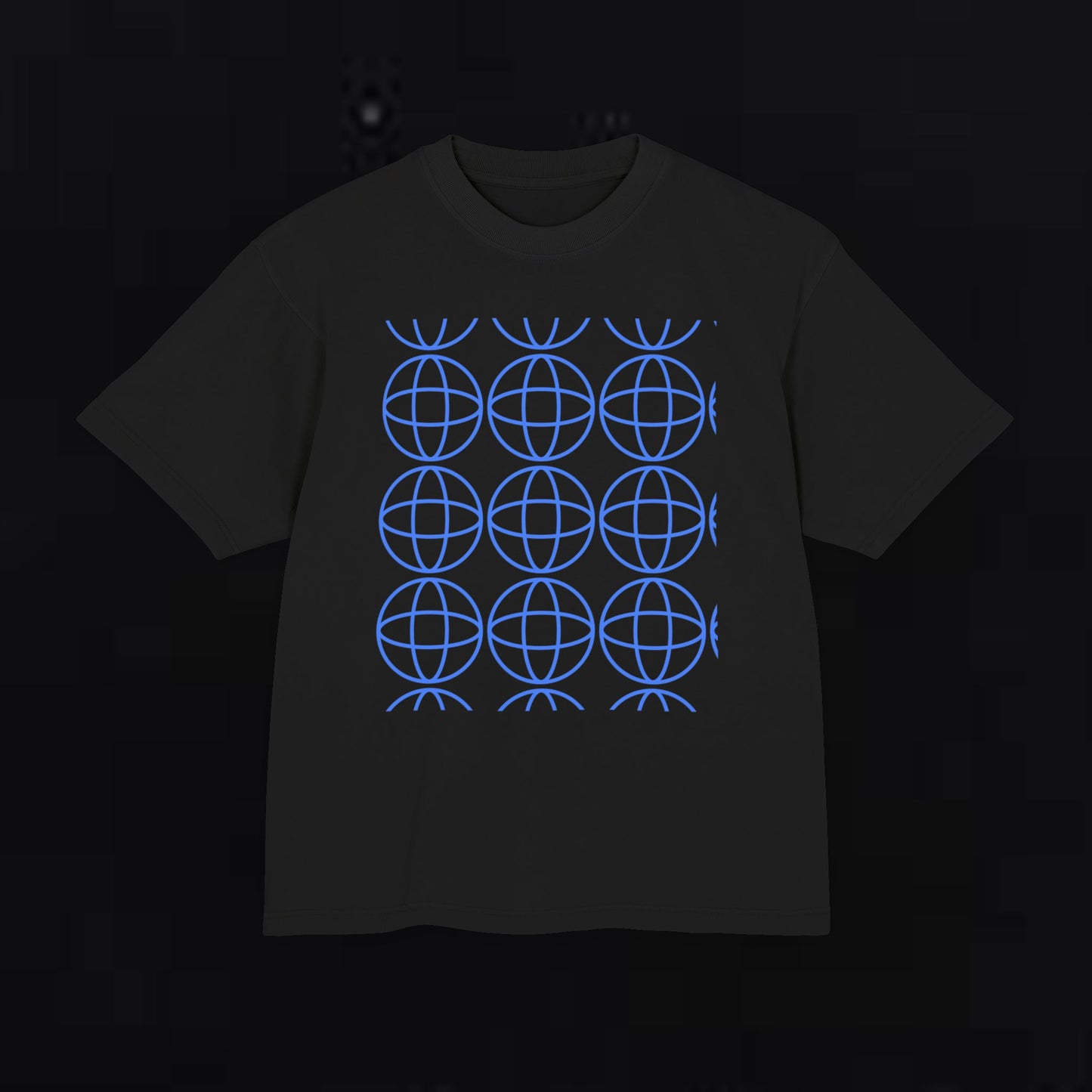 Unisex Urban Heavy Tee with Geometric Globe Design - Trendy Streetwear Top
