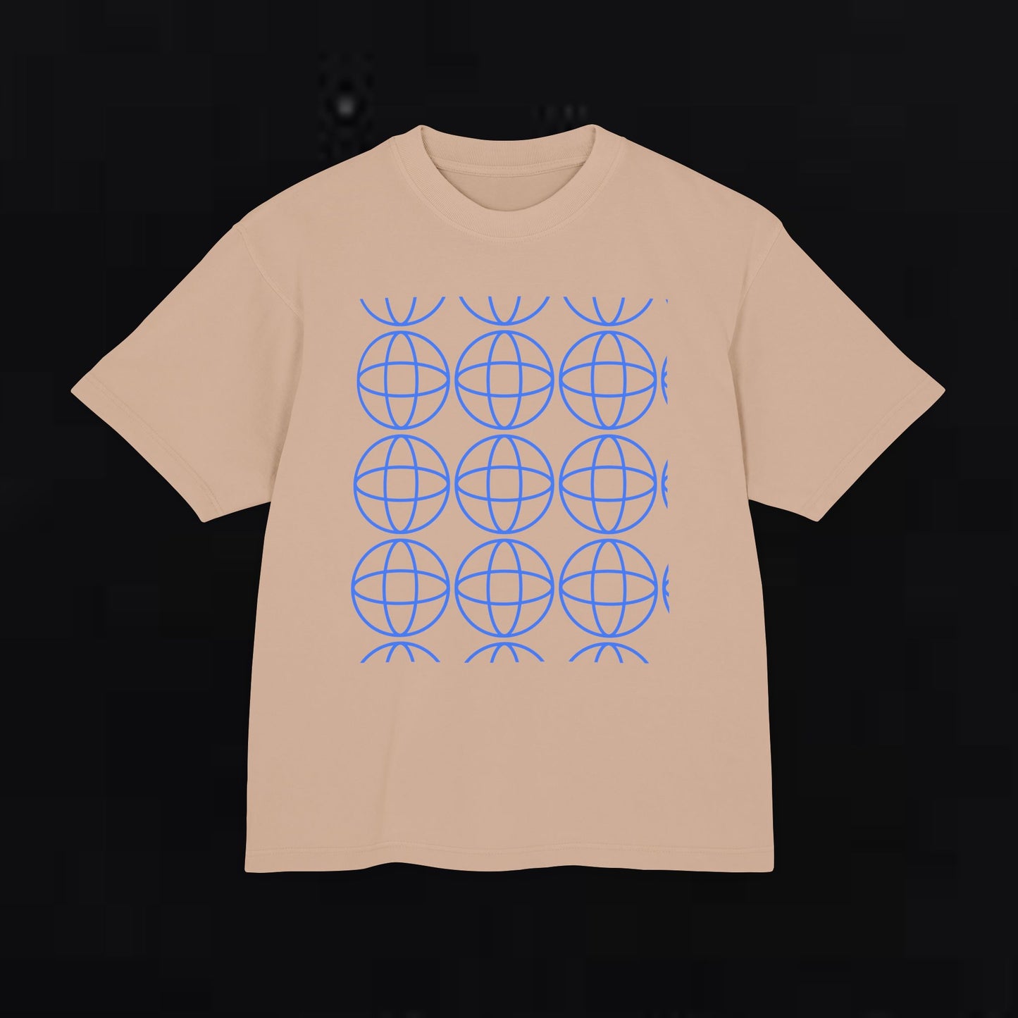 Unisex Urban Heavy Tee with Geometric Globe Design - Trendy Streetwear Top