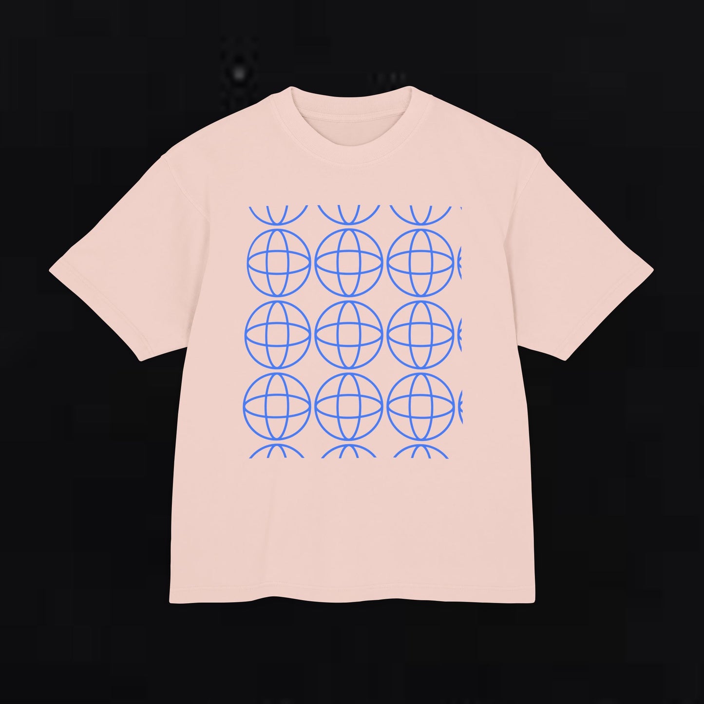 Unisex Urban Heavy Tee with Geometric Globe Design - Trendy Streetwear Top