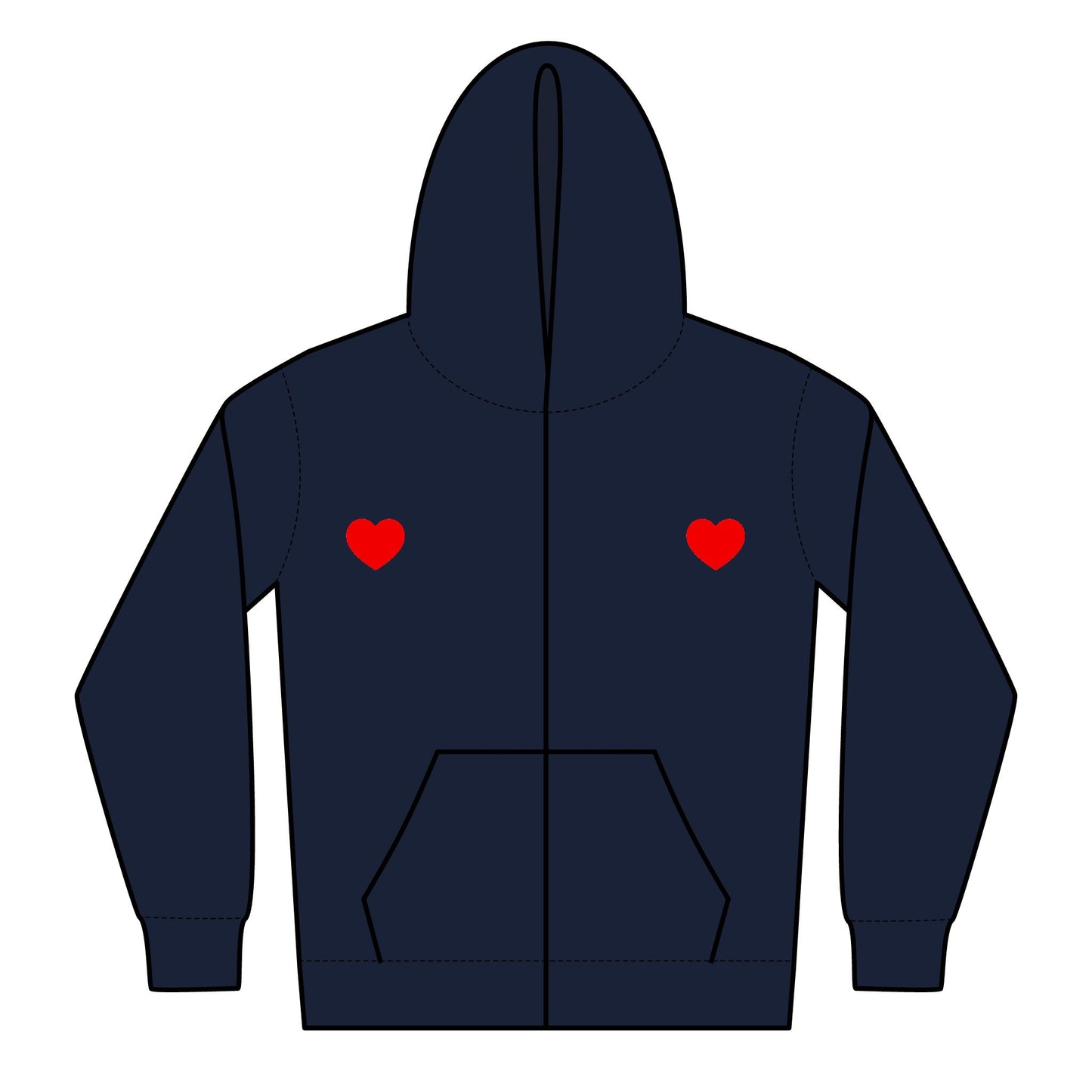 Youth Heavy Blend Black Zipped Hoodie with Heart Design - Perfect for Valentine's Day and Everyday Comfort