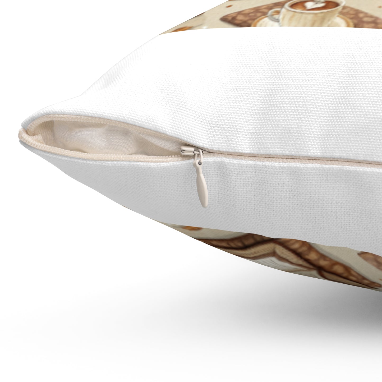 Cozy Reading Nook Pillow - Spun Polyester Square Cushion with Book and Coffee Design