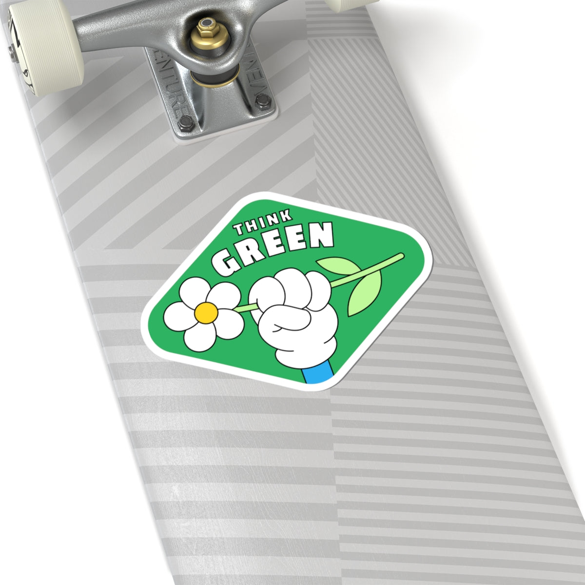 Eco-Friendly Kiss-Cut Stickers | Think Green Flower Hand Decal | Perfect for Laptops, Water Bottles, Journals, Gifts, and Green Initiatives