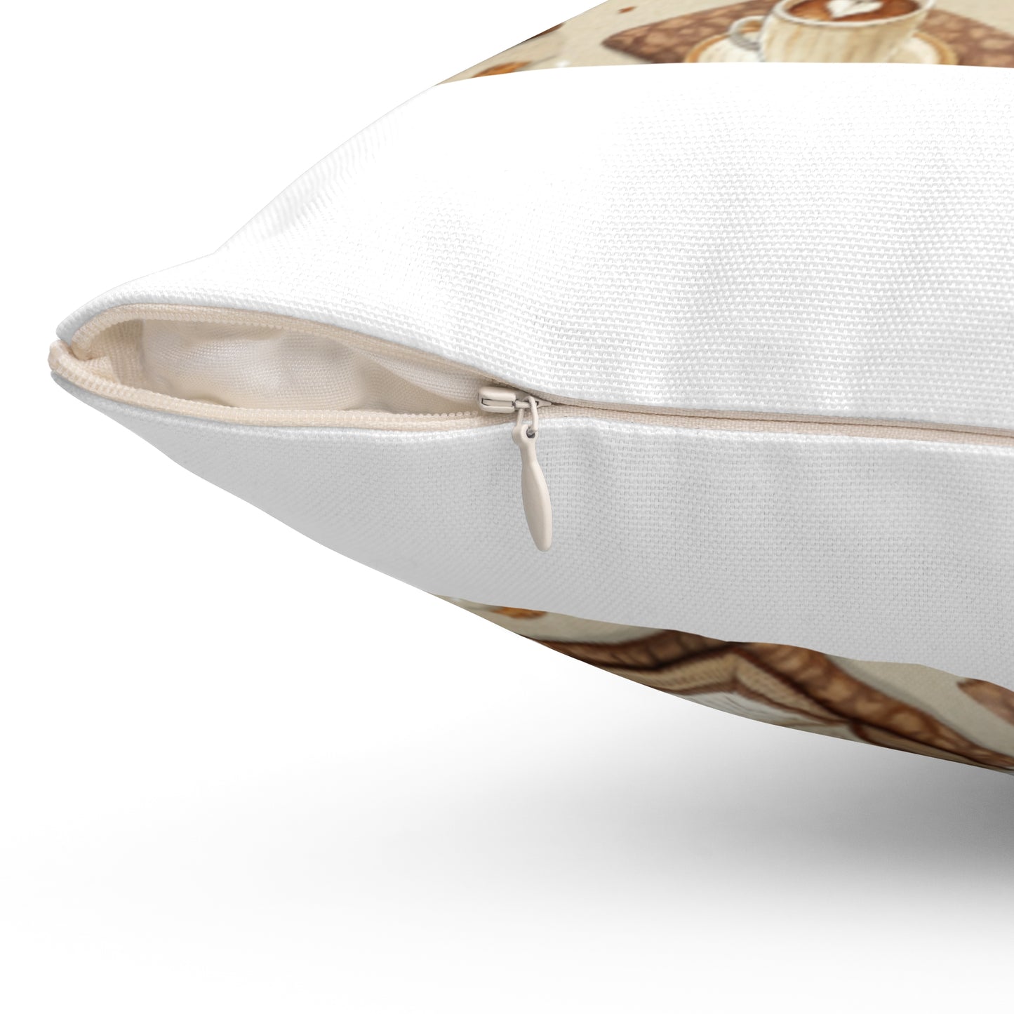 Cozy Reading Nook Pillow - Spun Polyester Square Cushion with Book and Coffee Design