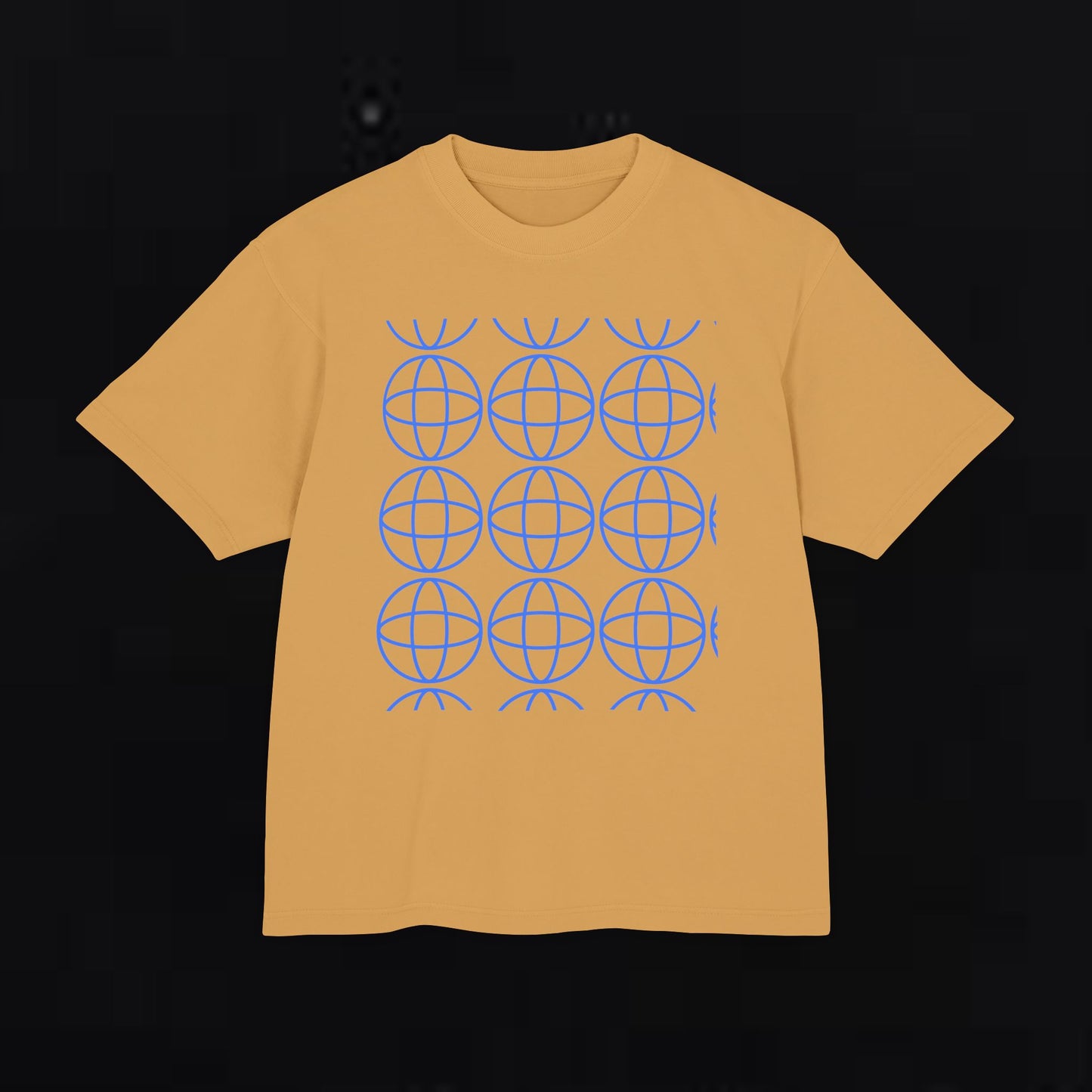 Unisex Urban Heavy Tee with Geometric Globe Design - Trendy Streetwear Top
