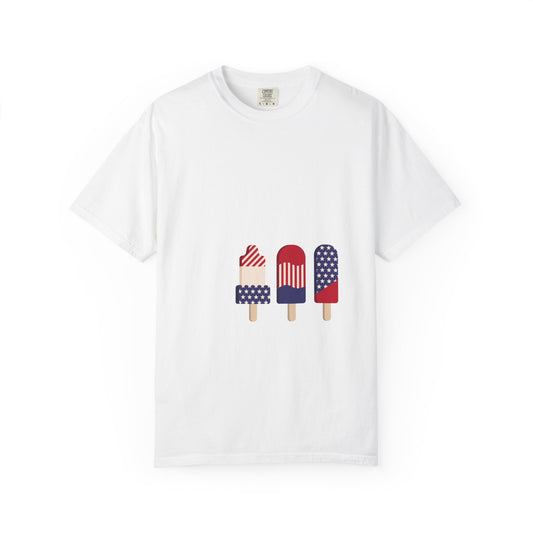 Patriotic Popsicle T-Shirt, Summer Tee, USA Flag Shirt, Independence Day Outfit, Unisex T-Shirt, Casual Wear
