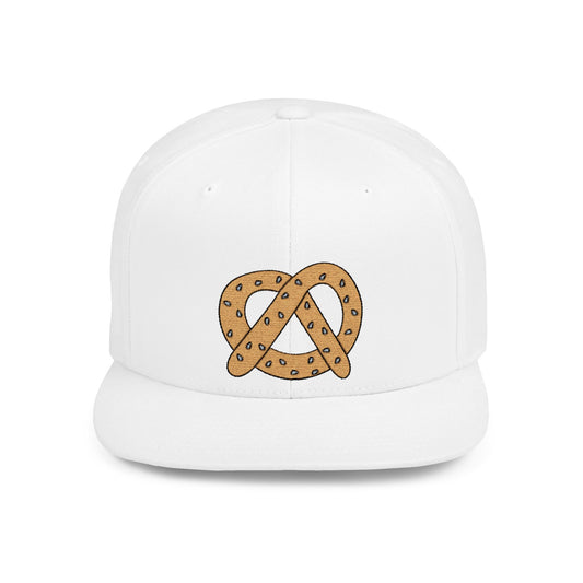 Pretzel Pattern Flat Bill Snapback Hat - Trendy Cap for Food Lovers, Urban Outfit, Casual Wear, Festival Gear, Gift Idea
