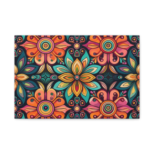 Vibrant Floral Wall Art Canvas - Colorful Stretched Canvas Decor