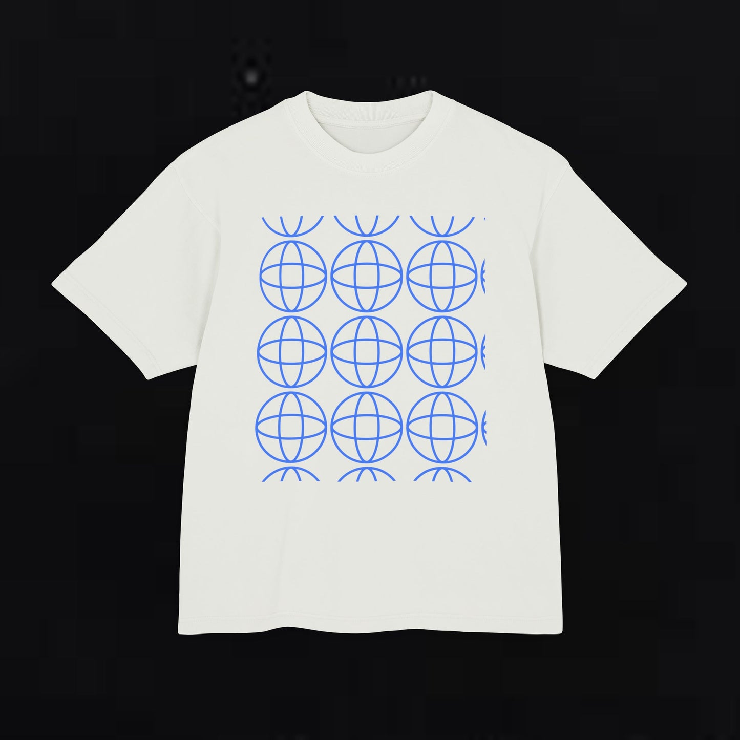 Unisex Urban Heavy Tee with Geometric Globe Design - Trendy Streetwear Top