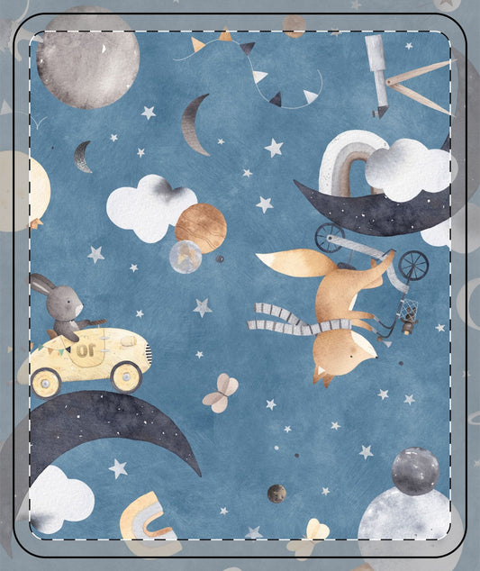 Whimsical Space-Themed Fleece Blanket for Kids | Cozy and Soft Decor