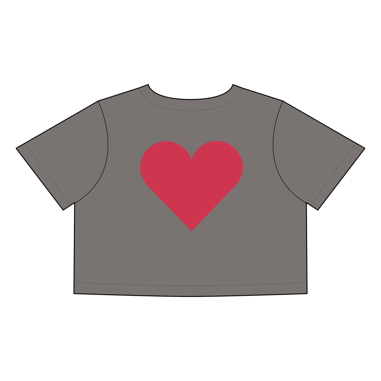 Faded Heart Women's Crop Tee - Casual Love T-Shirt