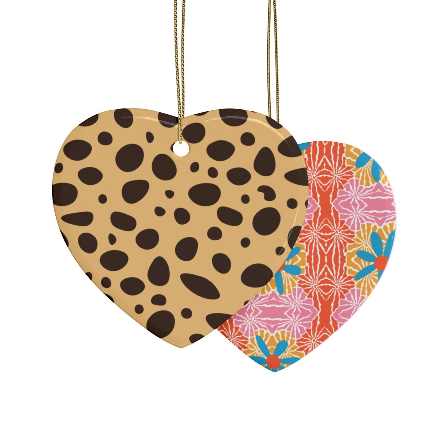 Vibrant Ceramic Heart Ornaments for Holidays & Celebrations - Pack of 1, 5, 10, or 20