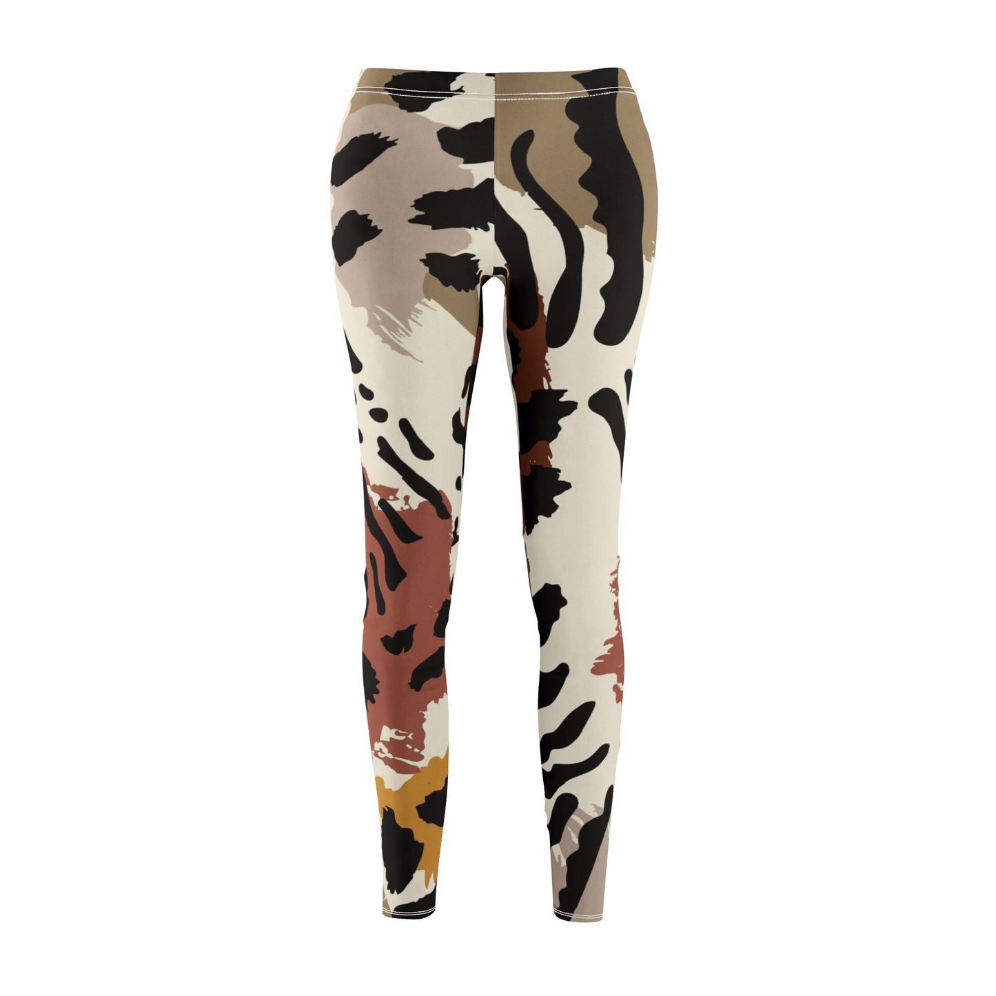 Wildlife-Inspired Mid-Rise Casual Leggings for Women - Trendy Animal Print Fitness Wear
