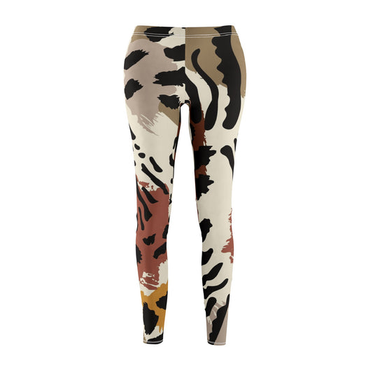 Wildlife-Inspired Mid-Rise Casual Leggings for Women - Trendy Animal Print Fitness Wear