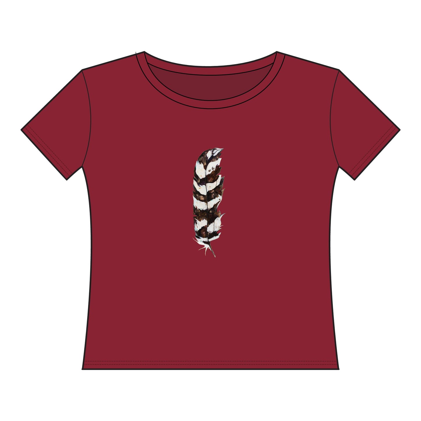 Women's Curvy Fine Jersey Tee - Trendy Feather & Smile Design