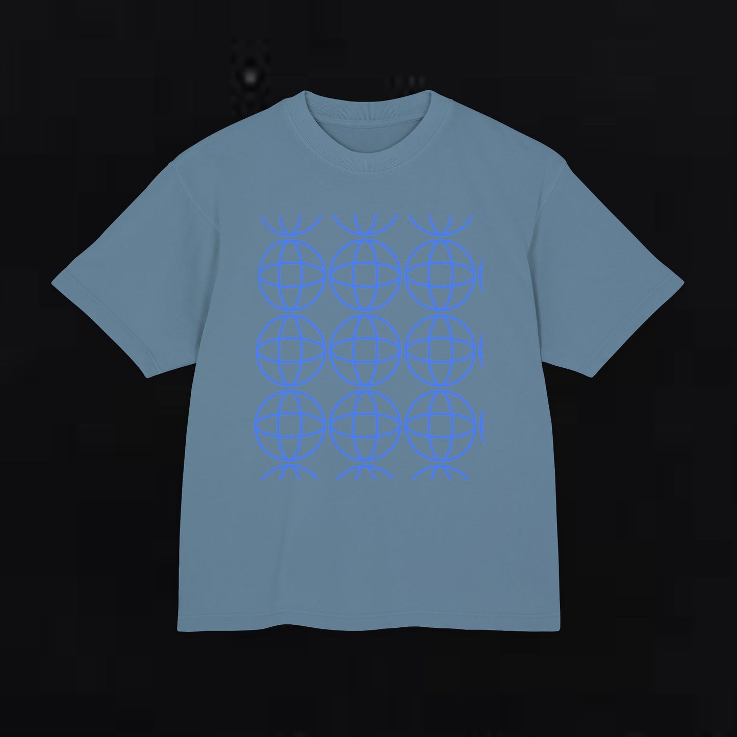 Unisex Urban Heavy Tee with Geometric Globe Design - Trendy Streetwear Top