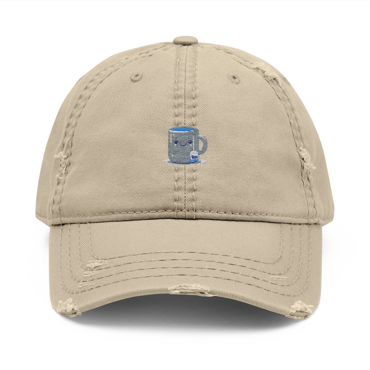 Distressed Dad Hat with Sparkling Embroidery - Casual Style for Everyday Wear