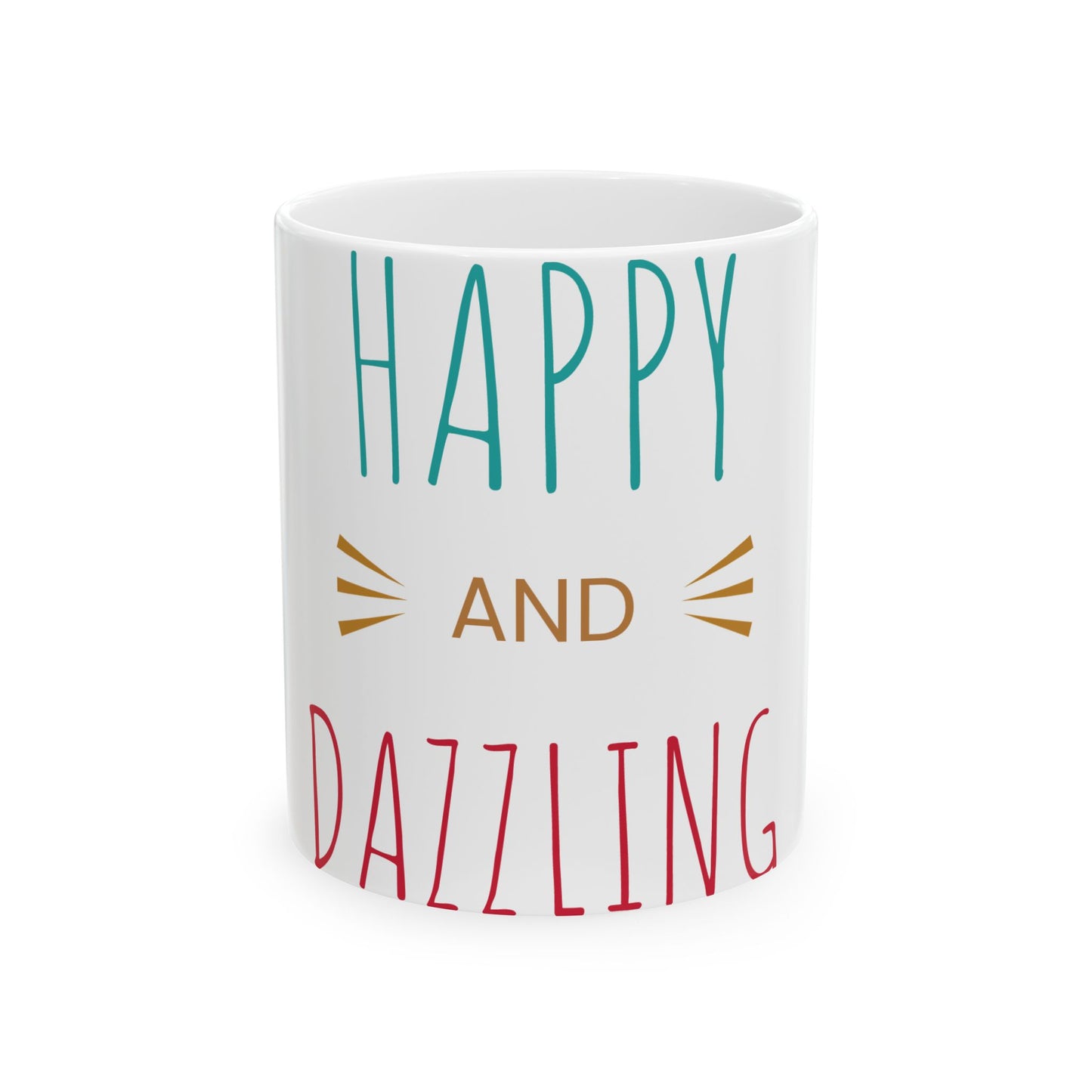 Aleksis test - Dazzling Happy Ceramic Mug - A Bright Start to Your Day, Gift for Coffee Lovers, Motivational Drinkware, Home Office Decor, Birthday Present