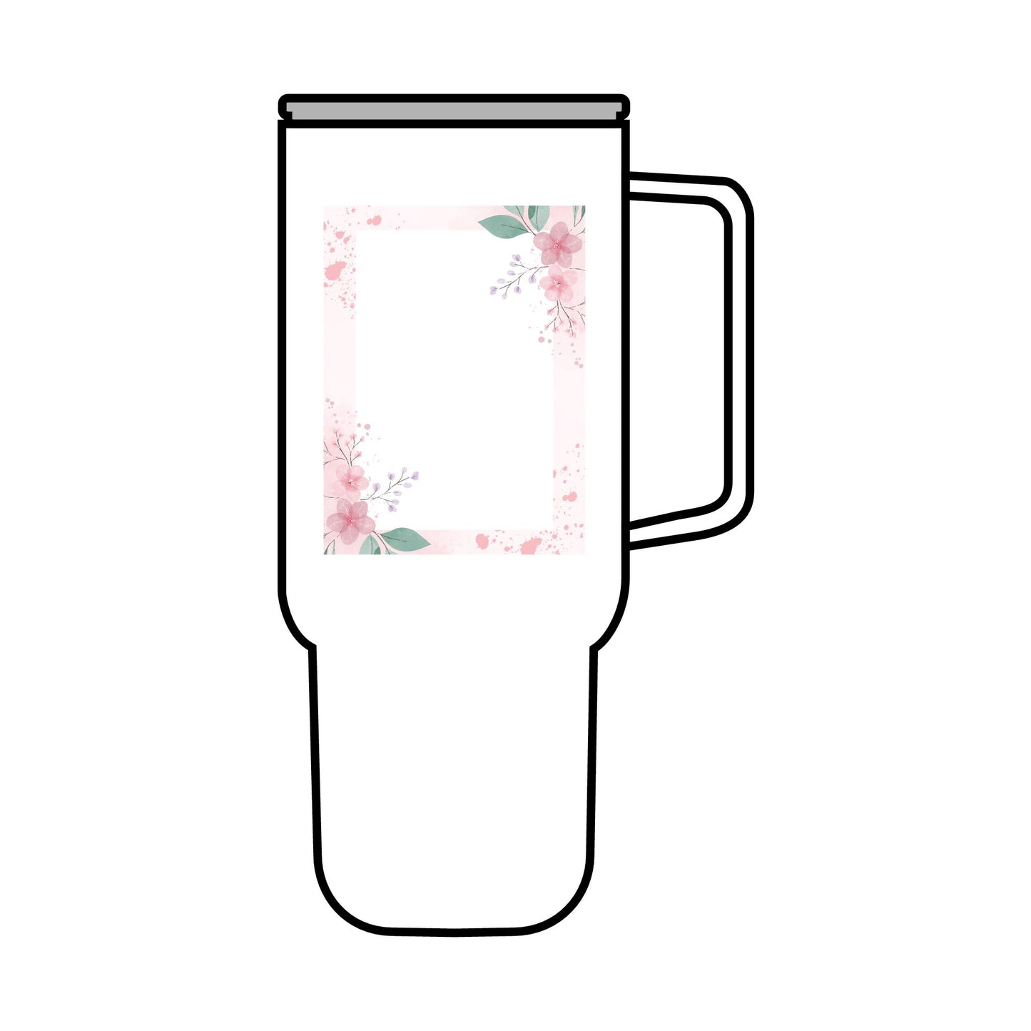 Personalized Floral & Navy Insulated Tumbler - 40oz Travel Mug with Lid