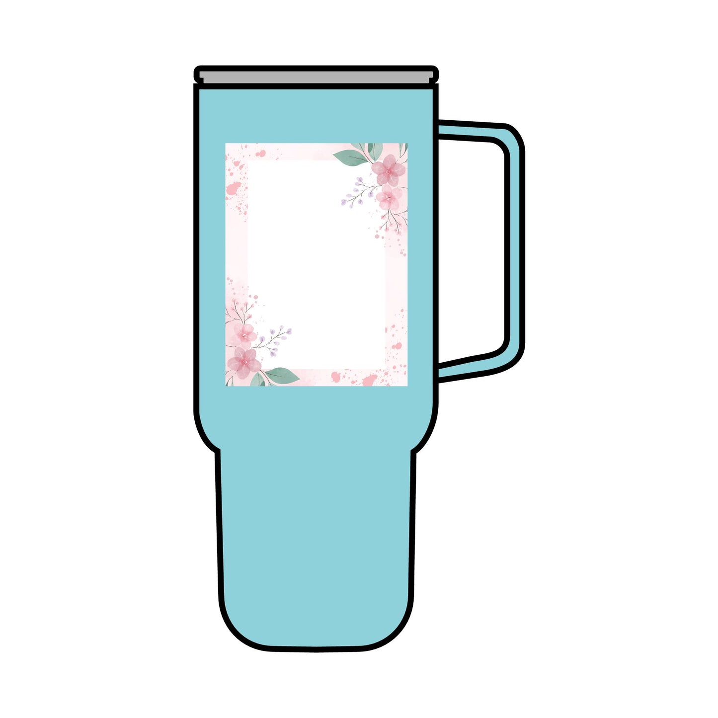 Personalized Floral & Navy Insulated Tumbler - 40oz Travel Mug with Lid