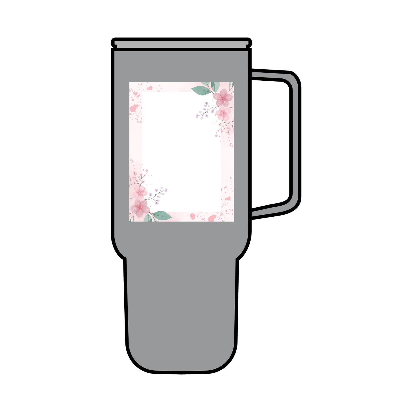 Personalized Floral & Navy Insulated Tumbler - 40oz Travel Mug with Lid