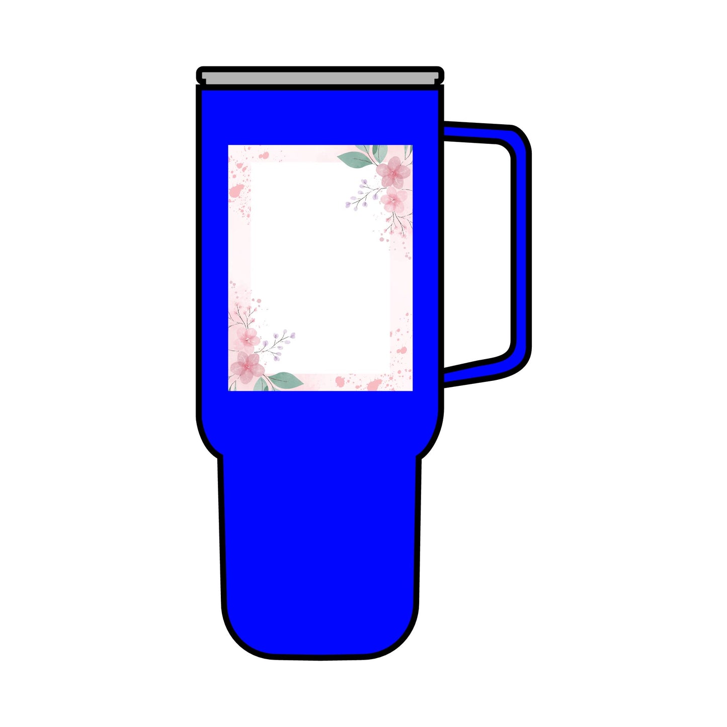 Personalized Floral & Navy Insulated Tumbler - 40oz Travel Mug with Lid