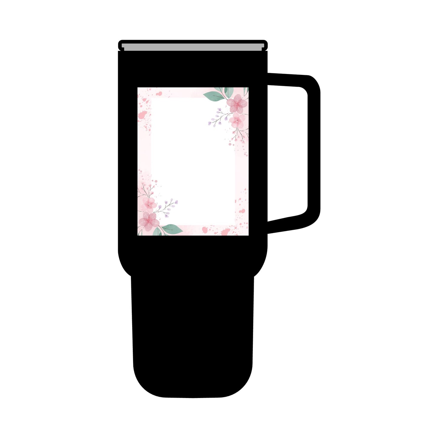 Personalized Floral & Navy Insulated Tumbler - 40oz Travel Mug with Lid