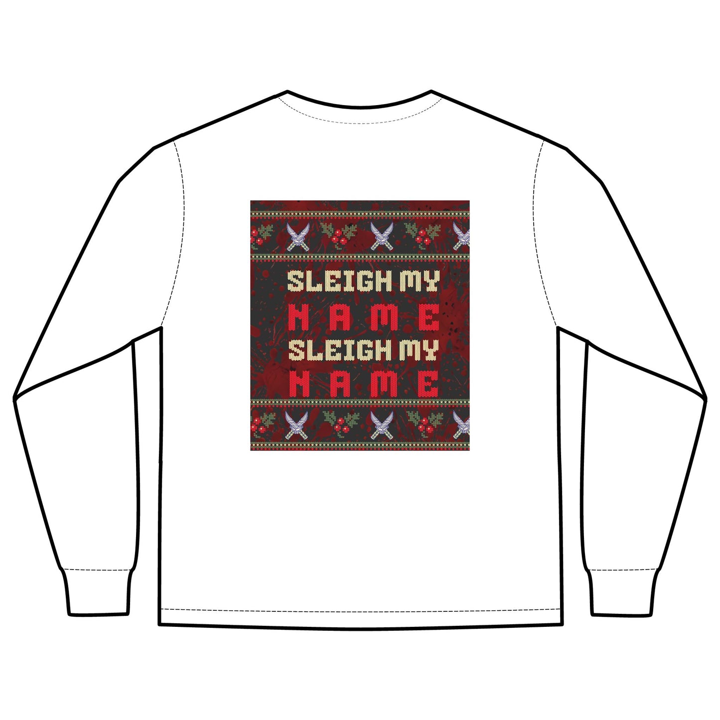 Funny Christmas Pocket T-Shirt | Sleigh My Name Design