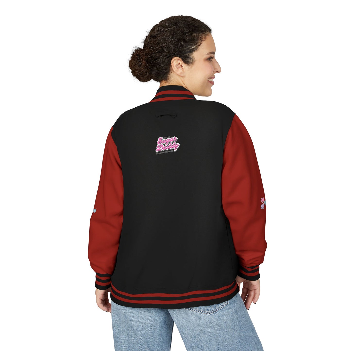 Unisex Heavyweight Letterman Jacket with Cute Bear Patches - Trendy Sports Fashion for Casual Wear
