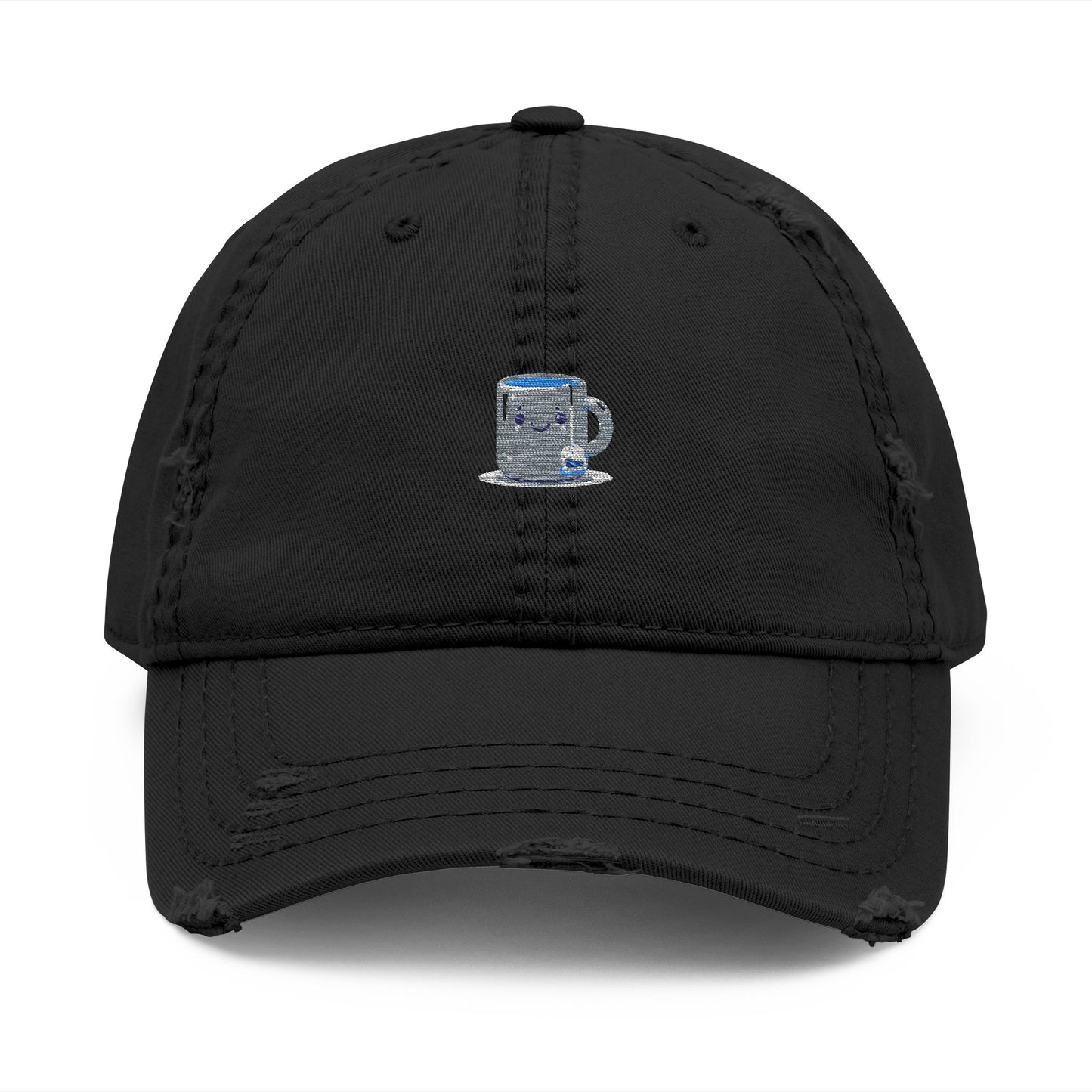 Distressed Dad Hat with Sparkling Embroidery - Casual Style for Everyday Wear